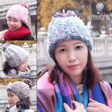 冬季帽子女冬天潮韩版可爱女款护耳加绒保暖针织帽毛线帽子绒线帽