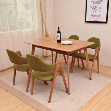 白橡木餐桌实木餐桌椅组合日式现代简约家用可定制饭桌小户型4人