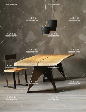 美式乡村复古实木餐桌椅组合 铁艺长方形餐桌办公桌设计师家具