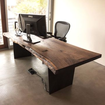 办公桌大班台主管原木电脑桌书桌家用组装美式乡村钢木复古工作台
