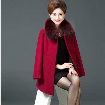 韩版呢子大衣女中长款2016中老年人女大码加厚毛呢外套中年妈妈装