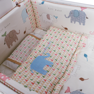 韩国高档婴儿床床围宝宝床围纯棉7件套可拆洗进口布料婴儿用品