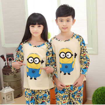 韩版可爱卡通儿童睡衣男孩纯棉长袖7-9周岁中大童女童家居服套装