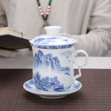 厂家直销个人杯四件套 办公会议礼品茶杯 陶瓷过滤杯子 logo订制