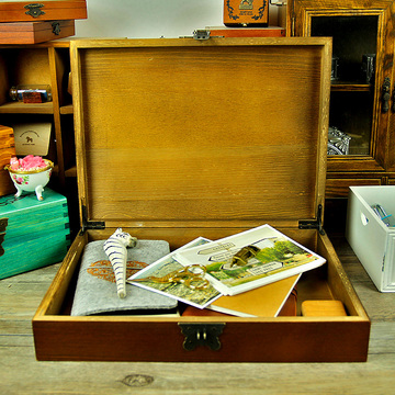 【三姐家】zakka复古收纳盒做旧木盒子 礼盒 茶叶盒 同学录收纳盒