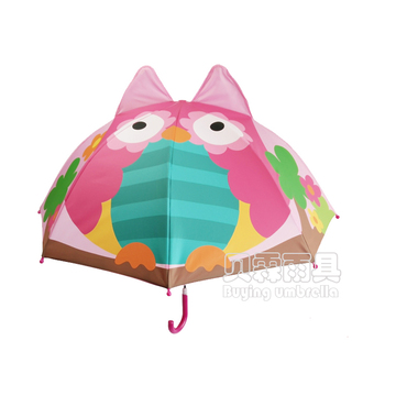 儿童晴雨伞 创意卡通伞超轻玻纤长柄公主伞女孩礼物猫头鹰特价