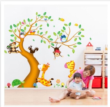 三代可移除儿童房卧室幼儿园卡通环保贴画 维尼熊水上乐园墙贴纸