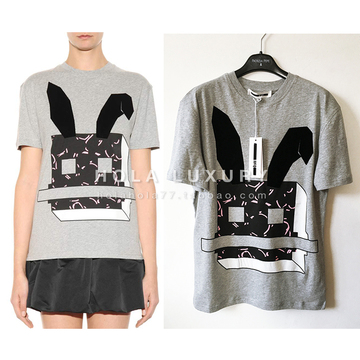 正品代购McQ麦昆女士经典兔子图案T恤短袖318978 两色现货