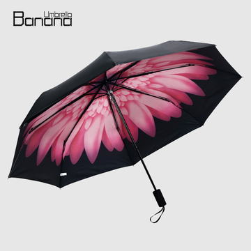 韩国晴雨两用伞女创意雏菊雨伞折叠黑胶遮阳伞条纹伞三折伞太阳伞
