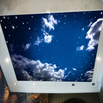 天花板壁纸 欧式3d吊顶墙纸餐厅酒店客厅棚顶无纺布蓝天白云背景