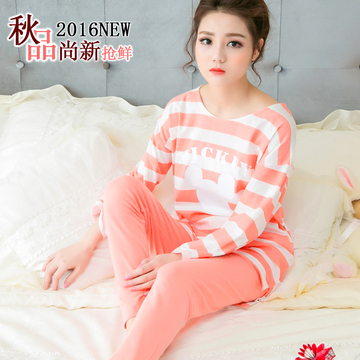 韩版新款春秋季长袖纯棉睡衣女士米奇卡通少女全棉秋季家居服套装