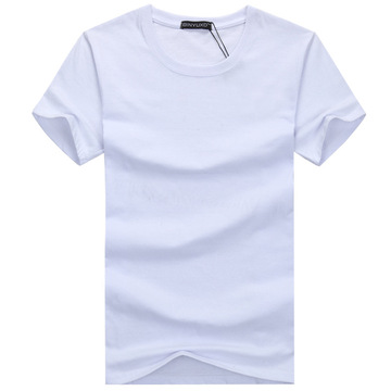 2017夏季纯白色男士短袖T恤 净版无图案加肥加大码青年男半袖纯色