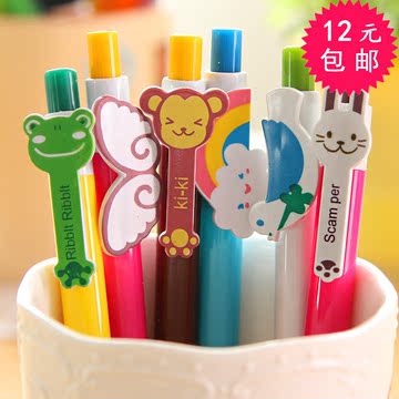 韩文具可爱动物卡通笔 学生书写笔 彩虹圆珠笔造型笔 学生奖品