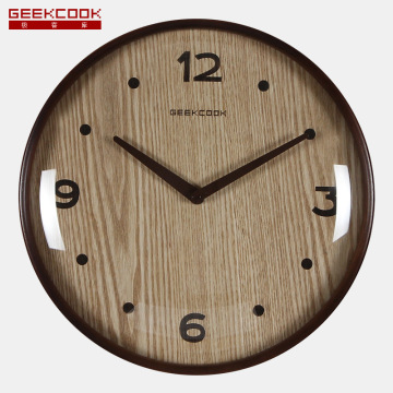 包邮GeekCook中日式木质钟表简约客厅卧室静音挂钟时尚办公石英钟