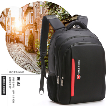 瑞士军刀双肩包商务多功能电脑纯色背包旅行包帆布单肩新款潮包