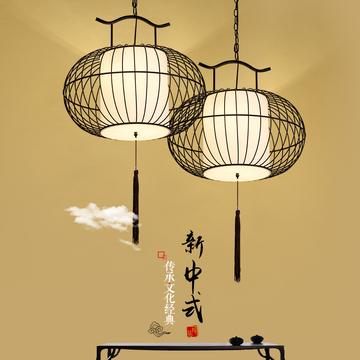 新中式鸟笼仿古吊灯创意个性铁艺鸟笼灯阳台酒店茶楼过道餐厅灯具