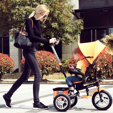 儿童折叠三轮车宝宝手推脚踏车1-3-5岁小孩自行车充气轮玩具车