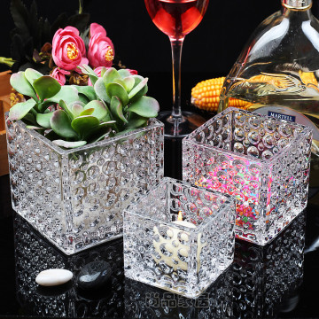 珠点玻璃方缸玻璃花瓶创意玻璃水培