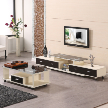 现代简约客厅家具小户型可伸缩电视柜茶几组合套装钢化玻璃储物柜