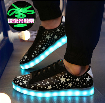 LED七彩男女士情侣款闪光发光夜光荧光灯鞋USB充电鬼步舞运动鞋子