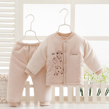 初生婴儿棉衣套装冬季男童女童棉袄棉裤有机超厚款纯棉保暖两件套
