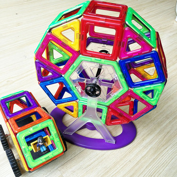 出口纯磁力片哒哒搭磁性积木 3-8岁儿童磁性建构片早教益智玩具
