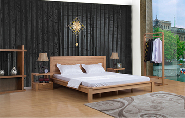 床1.5米简约实木床法式复古1.8米双人床橡木床黑胡桃木床实木床