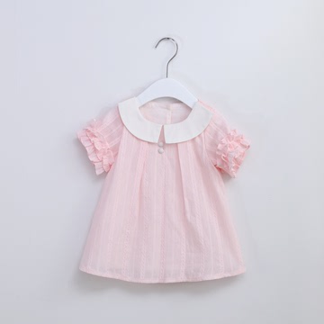 idea夏季童裙新款1-3岁女童韩版连衣裙娃娃领宝宝公主裙0-1岁婴儿