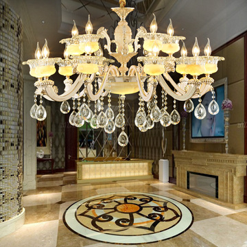 新款欧式水晶吊灯客厅餐厅卧室大厅复式楼酒店别墅高档美式锌合金