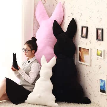 可爱剪影小兔子毛绒玩具竹炭公仔 影子兔背影兔抱枕靠枕 生日礼物