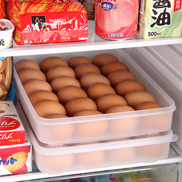 日本创意大容量蛋盒收纳盒塑料透明保鲜盒带盖储物盒冰箱鸡蛋盒子
