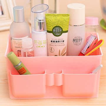 韩国纯色大容量塑料化妆品收纳盒创意桌面整理盒储物盒杂物包邮