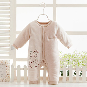 新生婴儿棉袄宝宝棉连体衣服秋冬季长袖婴儿爬服超厚保暖有机棉服