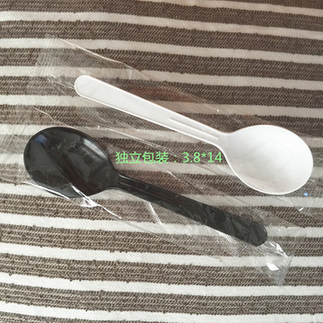 独立包装 一次性厚粥勺塑料饭勺汤勺/高档圆头勺甜品勺子外卖打包