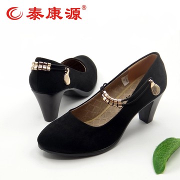 老北京布鞋单鞋春季女鞋黑色高跟鞋粗跟职业工作鞋通勤工装鞋包邮
