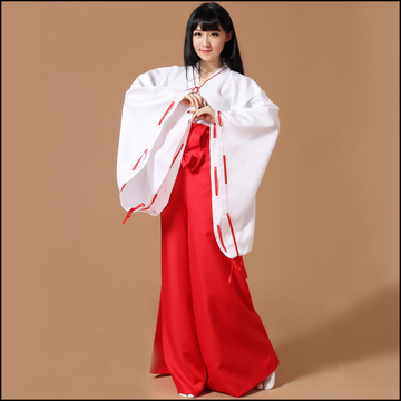 包邮 动漫犬夜叉COSPLAY服装 桔梗COS服和服 日本巫女服 摄影道具