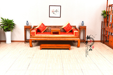 榆木罗汉床 格子汉床中式家具1.2米1米1.5米实木床仿古家具