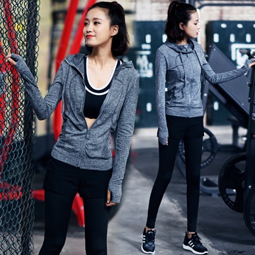 韩国运动长袖拉链瑜伽服上衣长袖跑步健身修身显瘦女健身跑步上衣