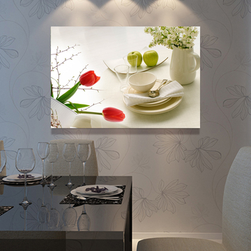 现代简约餐厅装饰画饭厅厨房无框画单幅水果挂画壁画墙画酒杯包邮