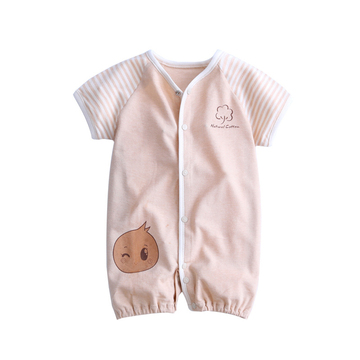 宝宝夏季短袖爬爬服新款 新生婴幼儿卡通薄款连体衣彩棉短袖哈衣
