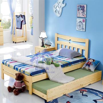 原木单层床实木松木床男孩女孩儿童床公主床小孩单人床1.2米1.5米