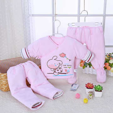 婴幼儿棉服纯棉秋冬衣服0-3个月宝宝棉袄棉裤三件套包脚棉裤包邮