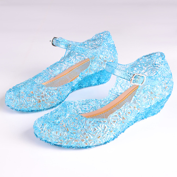 2016夏季女童凉鞋frozen冰雪奇缘蓝色水晶洞洞鞋子儿童公主鞋包邮