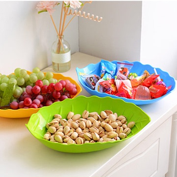 创意树叶形小水果盘子欧式塑料叶子型干果盘子瓜子零食零食盘餐具