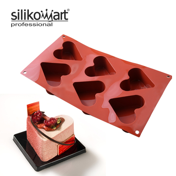 意大利silikomart烘焙模具 6连心形模 SF036爱心慕斯蛋糕模硅胶模